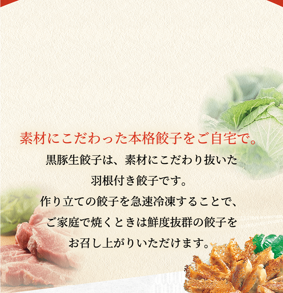 素材にこだわった本格餃子をご自宅で。