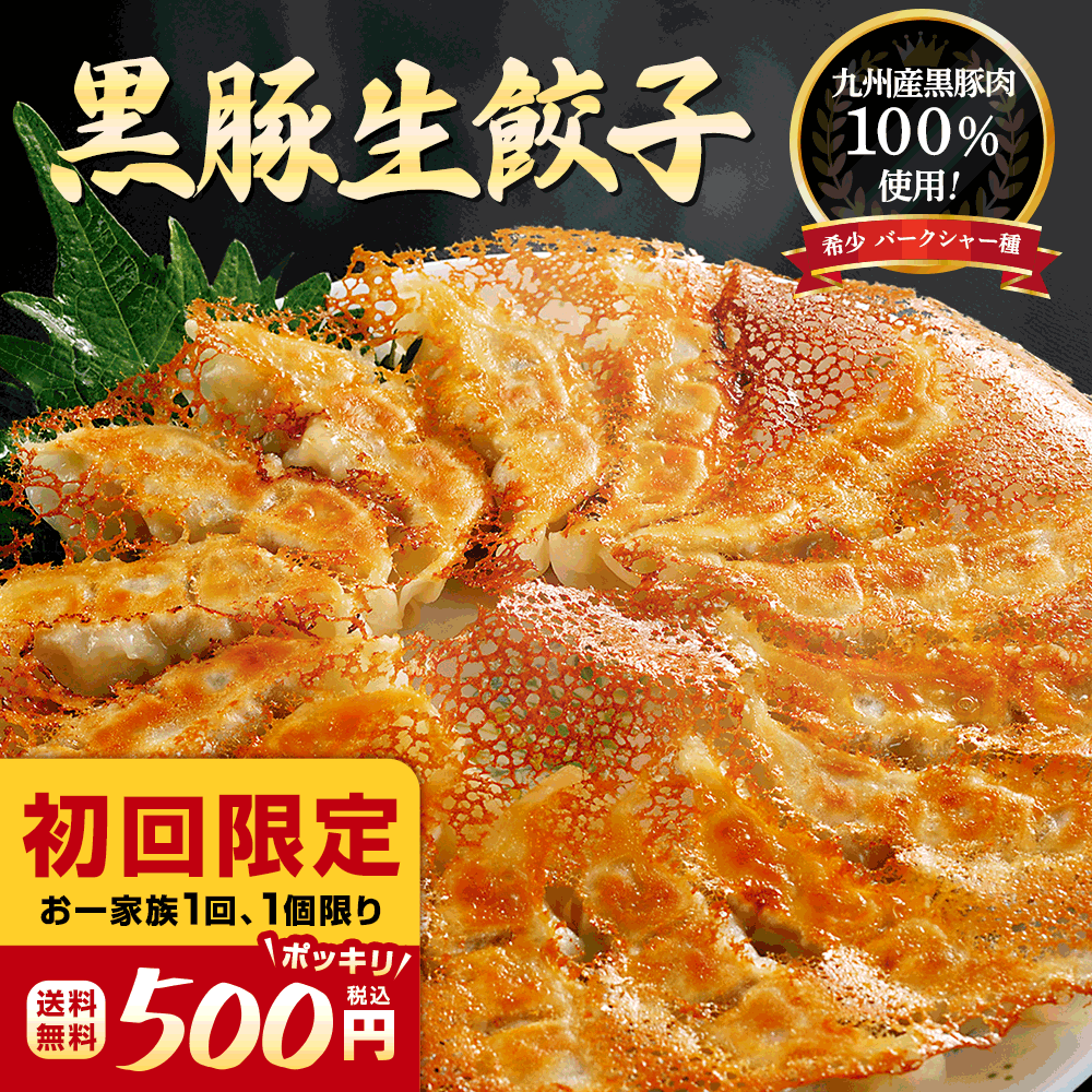 希少な九州産黒豚を餃子で味わう。野菜もすべて国産を使用した【黒豚生餃子】。送料込3,088円税込